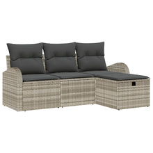 4-Delige Tuin Sofa Set Met Kussens Lichtgrijs Poly Rattan