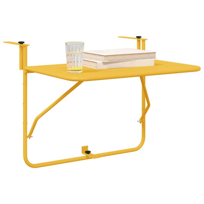 Hangende Balkon Tafel Vouwbaar 60X40 Cm Staal Mosterd Lattenontwerp