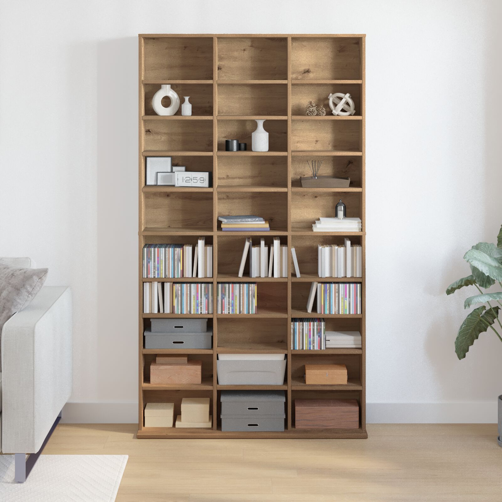 Cd Kast In Artisan Eiken - 101X23X177.5 Cm Gemaakt Van Gelamineerd Hout