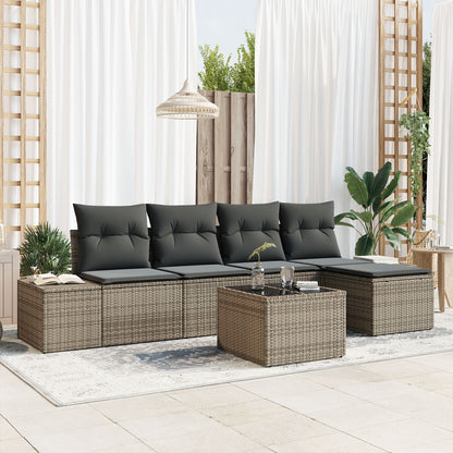 5 Delige Tuin Sofa Set Met Kussens Zwart Poly Rattan Grijs met tafel