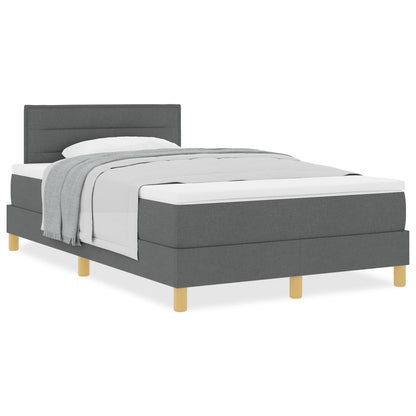 Boxspring Bed Met Matras Stof Donkergrijs 120 x 200 cm Lijnen ontwerp