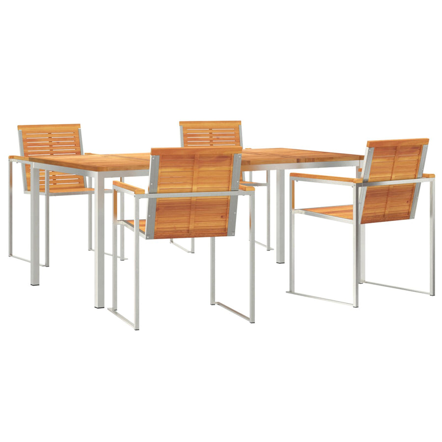 5-delige Tuinset van Massief Acaciahout, vidaXL Buiten eettafel 180x90x75 cm Massief Acaciahout