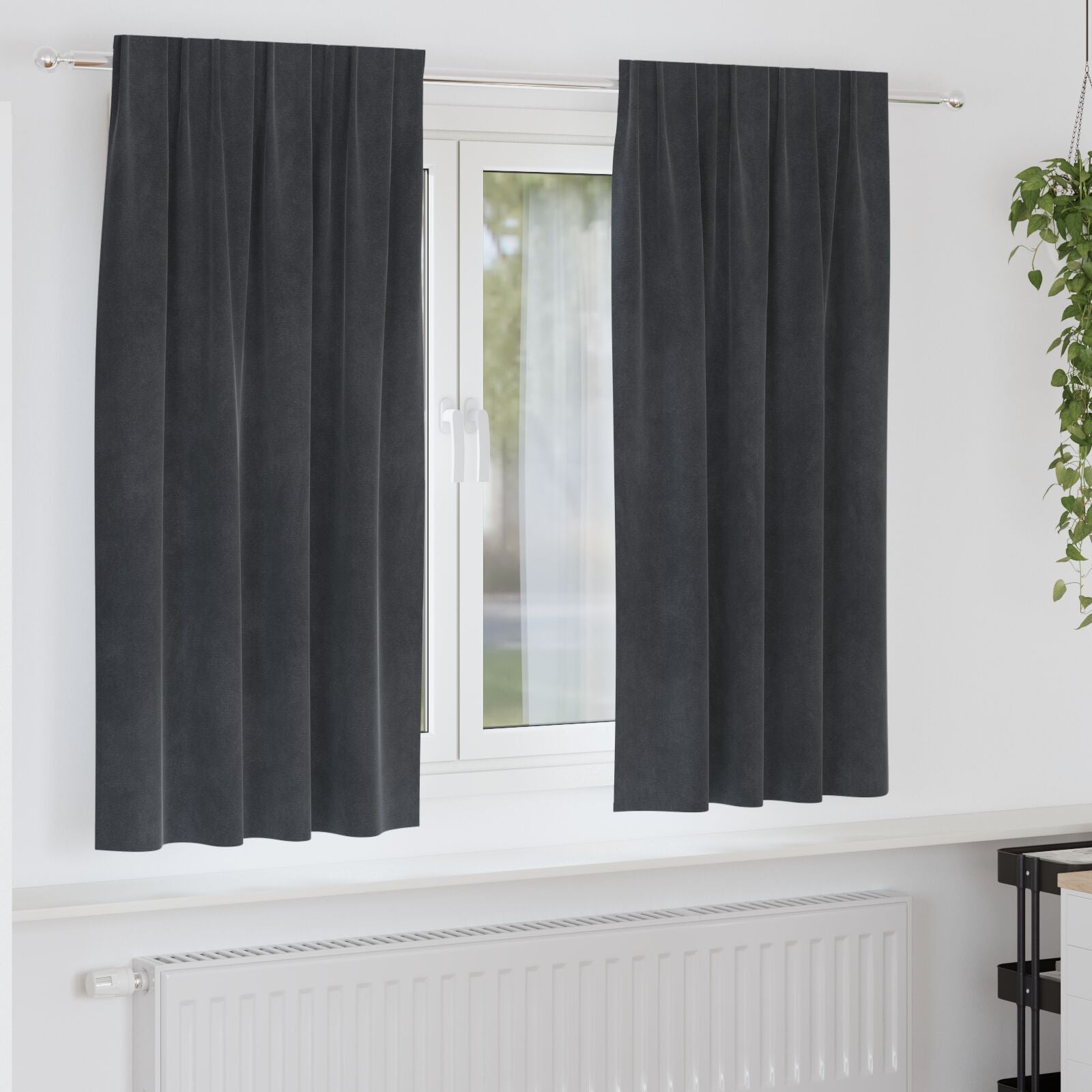 Zwarte-Out Gordijnen Met Bovenband 2 Stuks Lichtgrijs Fluweel Licht Grijs 140 x 175 cm met ingenaaide tape