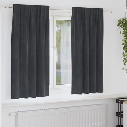Zwarte-Out Gordijnen Met Bovenband 2 Stuks Lichtgrijs Fluweel Licht Grijs 140 x 175 cm met ingenaaide tape