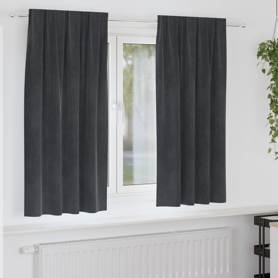 Zwarte-Out Gordijnen Met Bovenband 2 Stuks Lichtgrijs Fluweel Licht Grijs 140 x 175 cm met ingenaaide tape