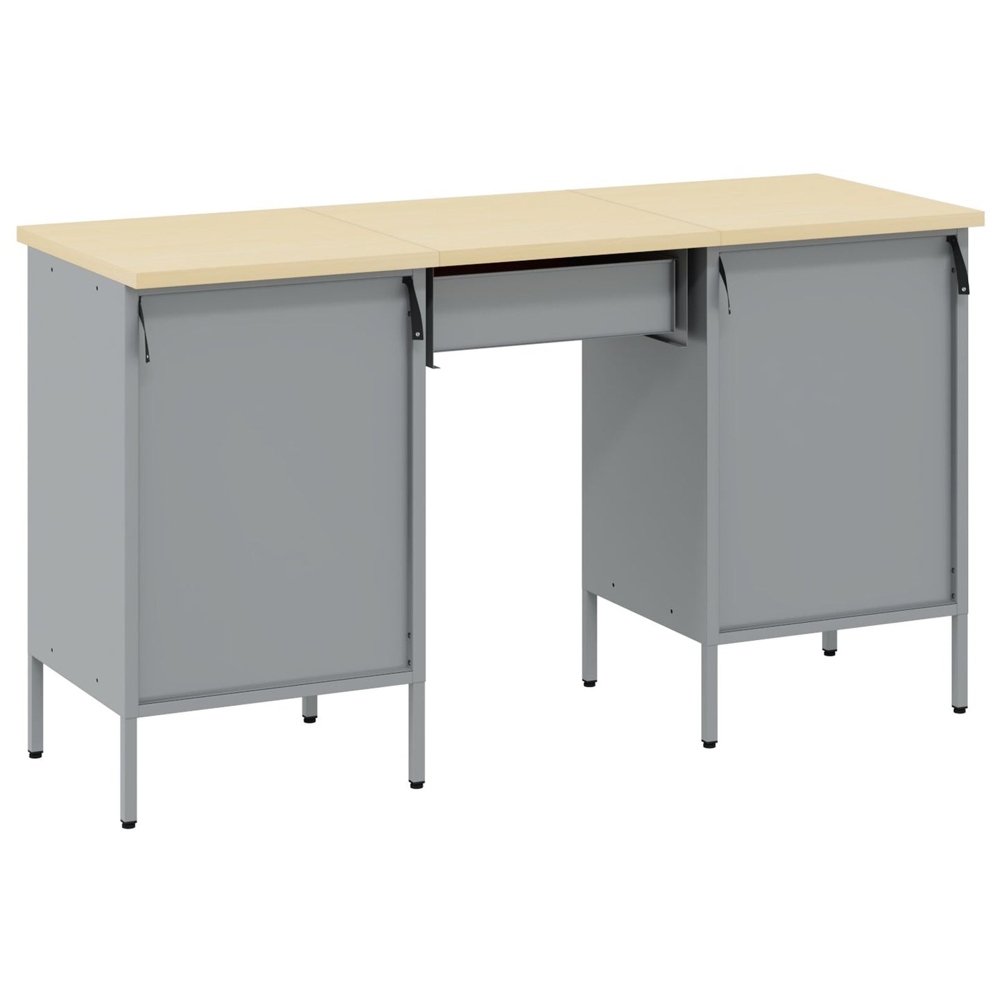 3-Delige Werkcabinet En Tafelset In Het Van Geengineerd Hout En Staal 3x (85/85/20 cm) Rood 3x kast