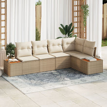5-Delig Tuinbankstel Met Kussens Beige Poly Rattan Acacia