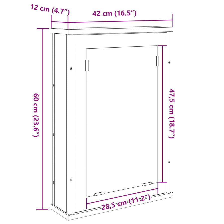 Spiegelkast Natuurlijke Eik Spaanplaat, Glas, Metaal Medium