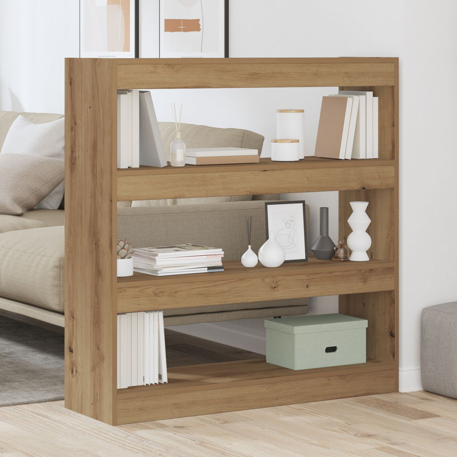 Boekenkast/Kamerscherm In Ambachtelijk Eiken - 100X30X103Cm, Gemaakt Van Gefabriceerd Hout