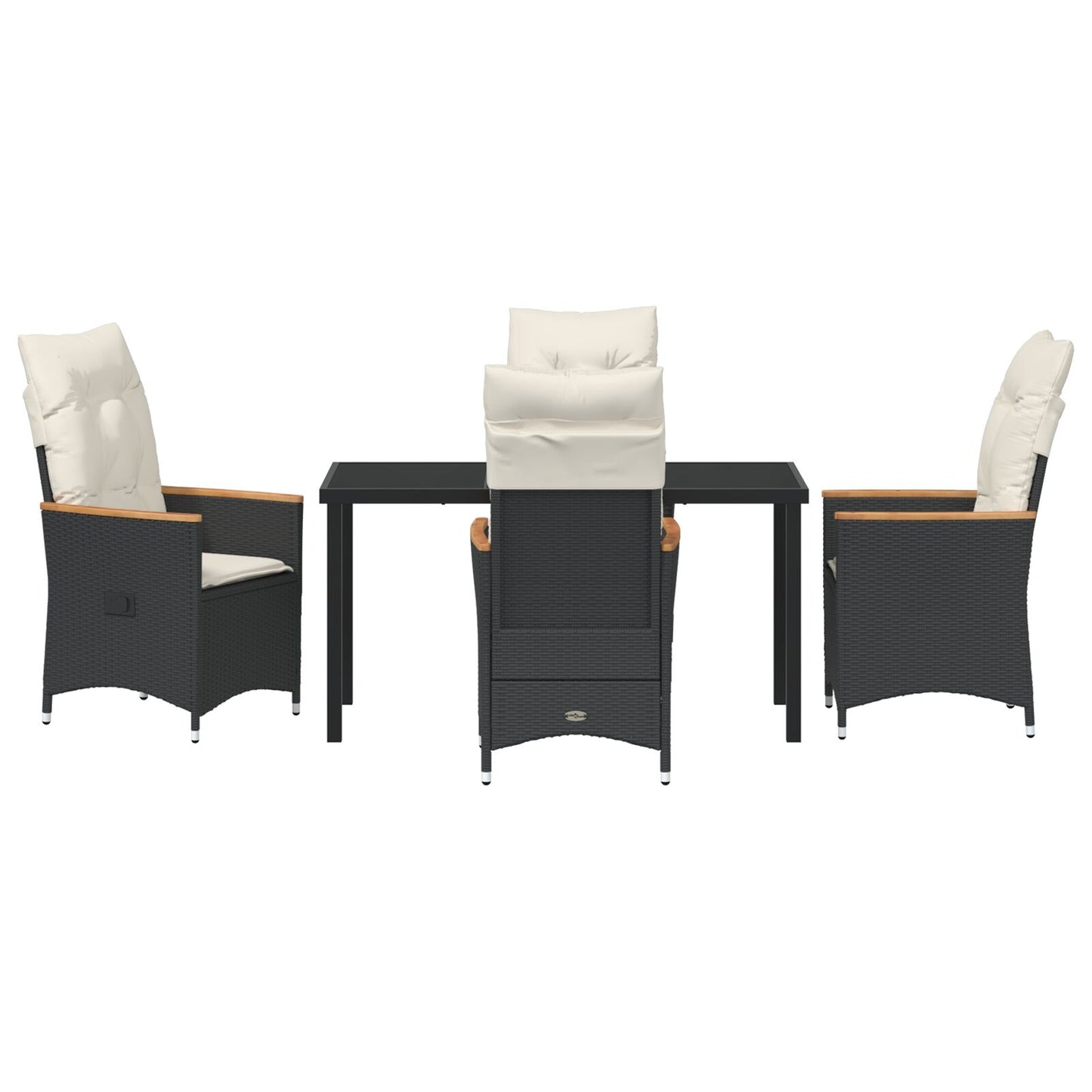 5-Delige Tuinset Met Kussens Zwart Poly Rattan