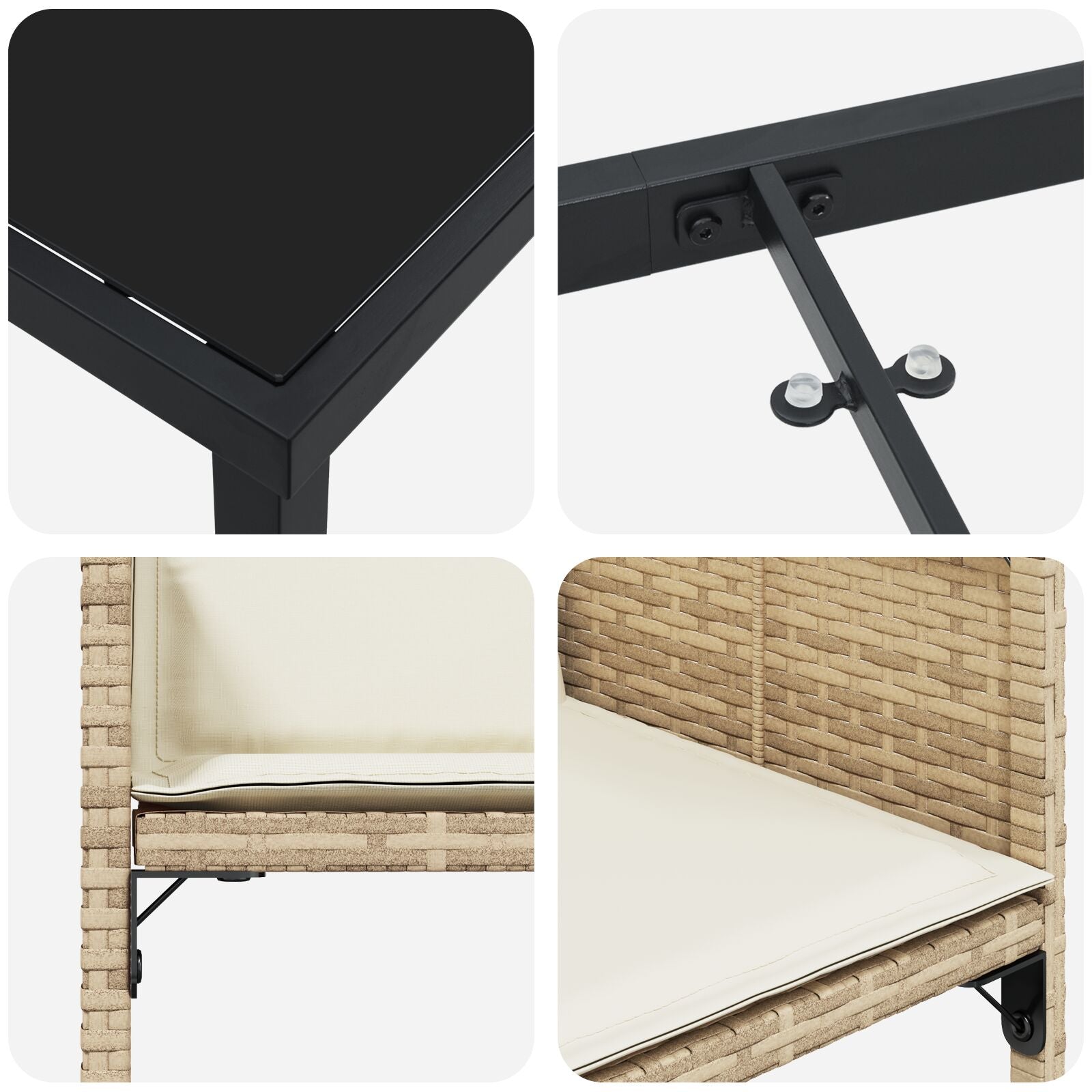 5-Delige Tuin Eetset Met Kussens Beige Poly Rattan