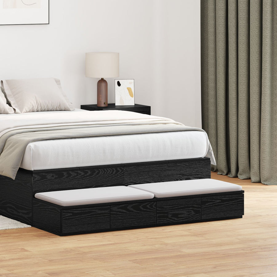 Bed Lades Zwart Gefabriceerd Hout Zwart eiken 120 x 36.5 x 16.5 cm