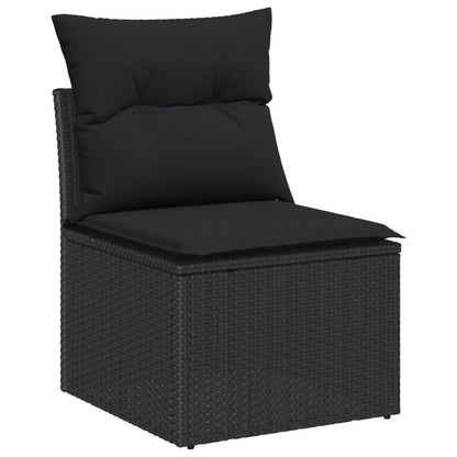 4-Delige Tuin Sofa Set Met Kussen Zwart Poly Rattan Gegalvaniseerd Staal