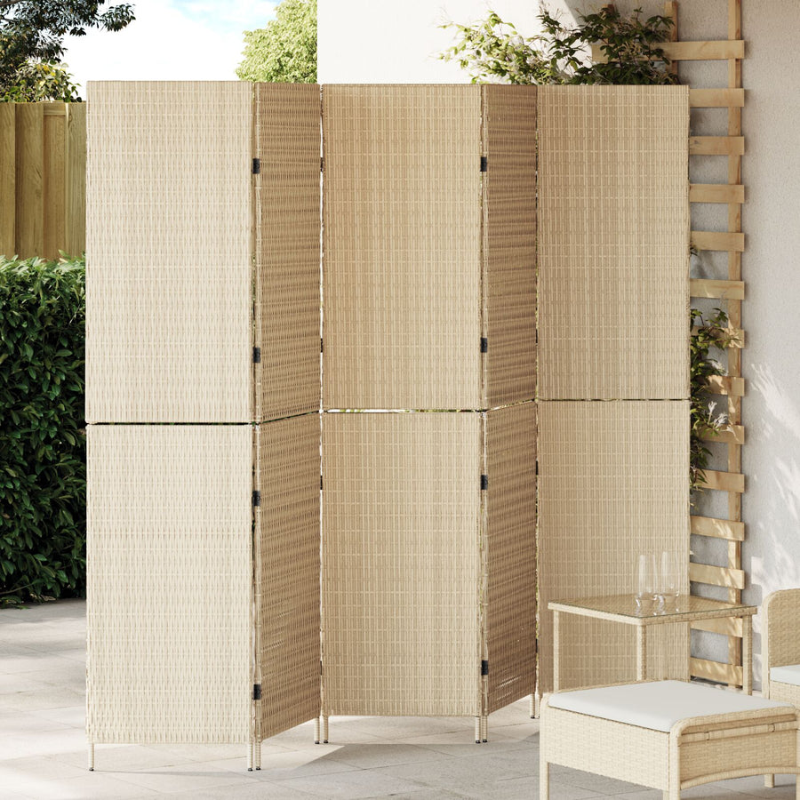 Kamerschermen Hout Groot Opvouwbaar Kamerscherm 180 cm Beige 5 panelen