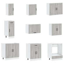 Keuken Cabinet ""Kalmar"" Met Dubbele Wastafels Behandeld Hout Grijs sonoma