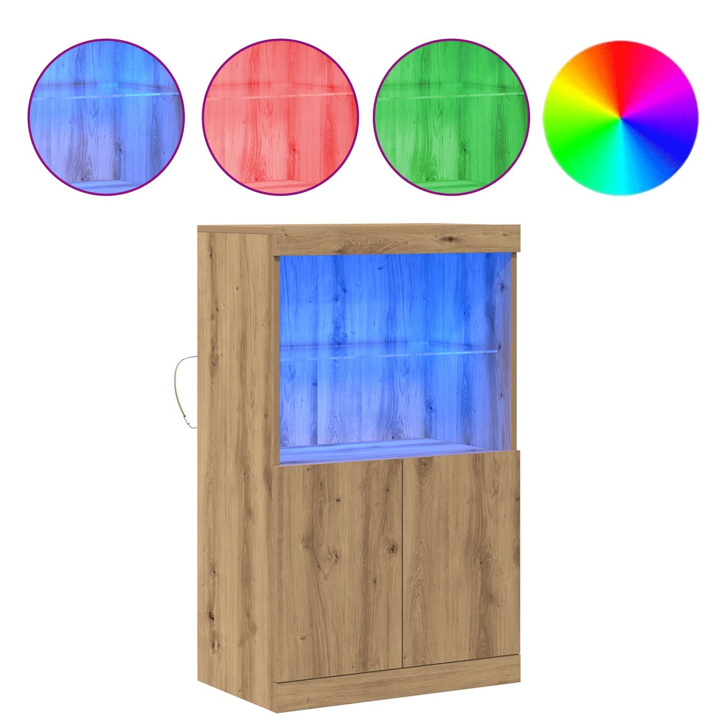 Dressoir Met Led-Verlichting 60X37X100 Cm Artisan eiken