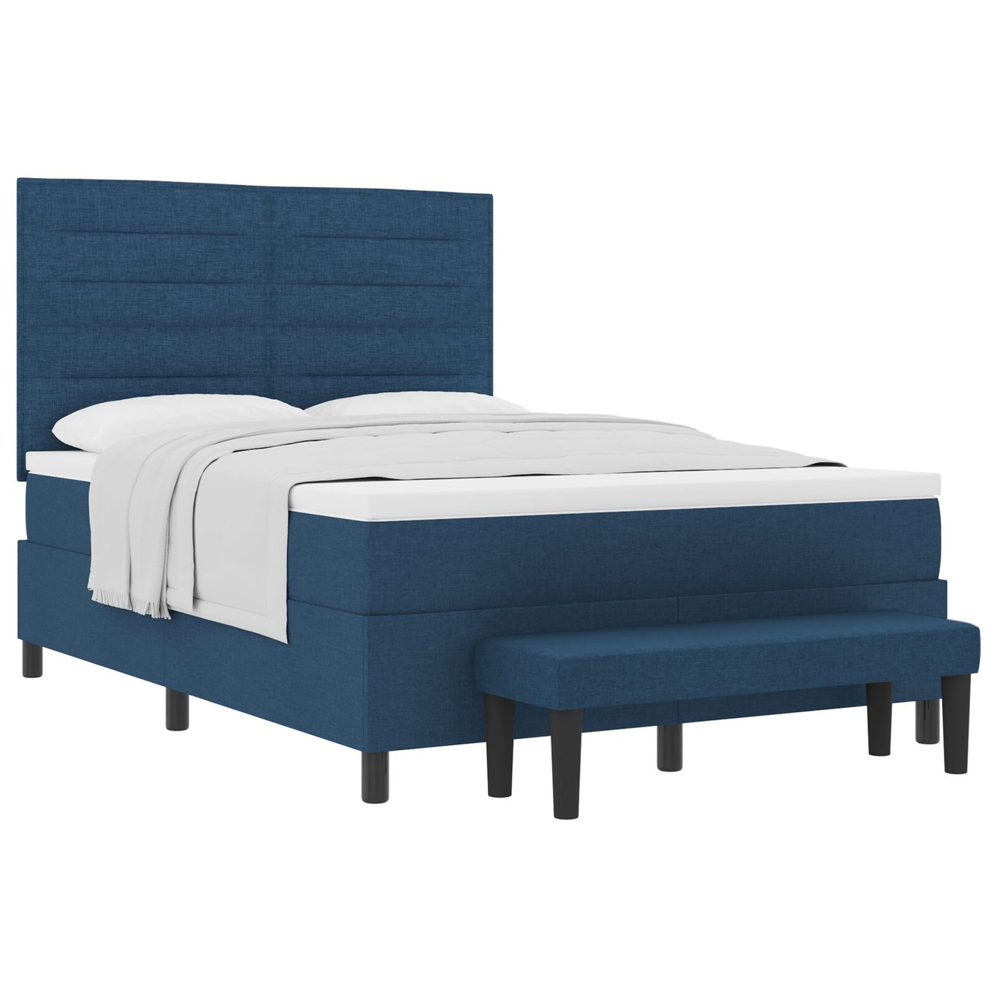 Boxspring Bed Met Matras & Bank Stof Blauw 140 x 190 cm Lijnen ontwerp