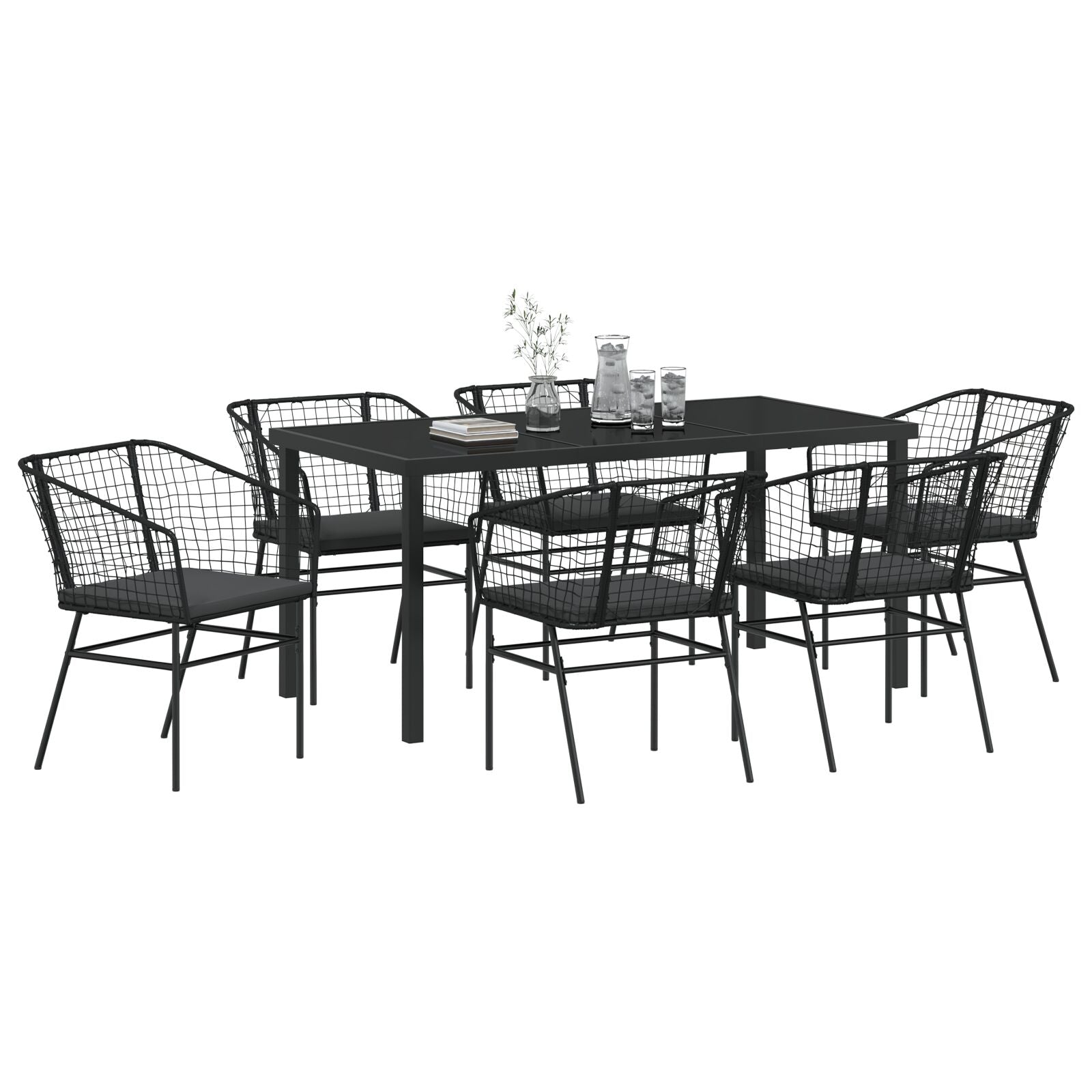 Set Van 4 Zwart Poly Rattan Twee Persoons