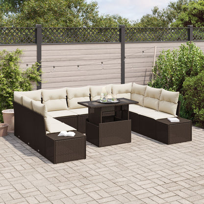 Tuin Sofa Set Set Van 10 Beige Pe Rattan, Polyester, Staal