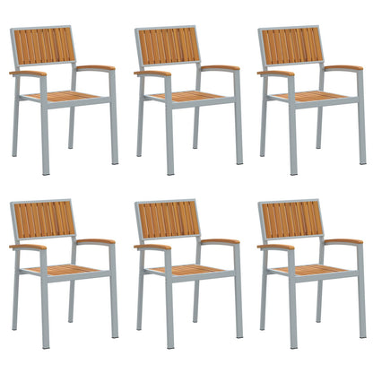 Stapelbare Tuinstoelen 6 Stuks Staal En Massief Acaciahout Grijs