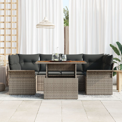 Tuin Sofa Set Set Van 7 Grijs Rattan Tuin Sofa Set Rechthoekig