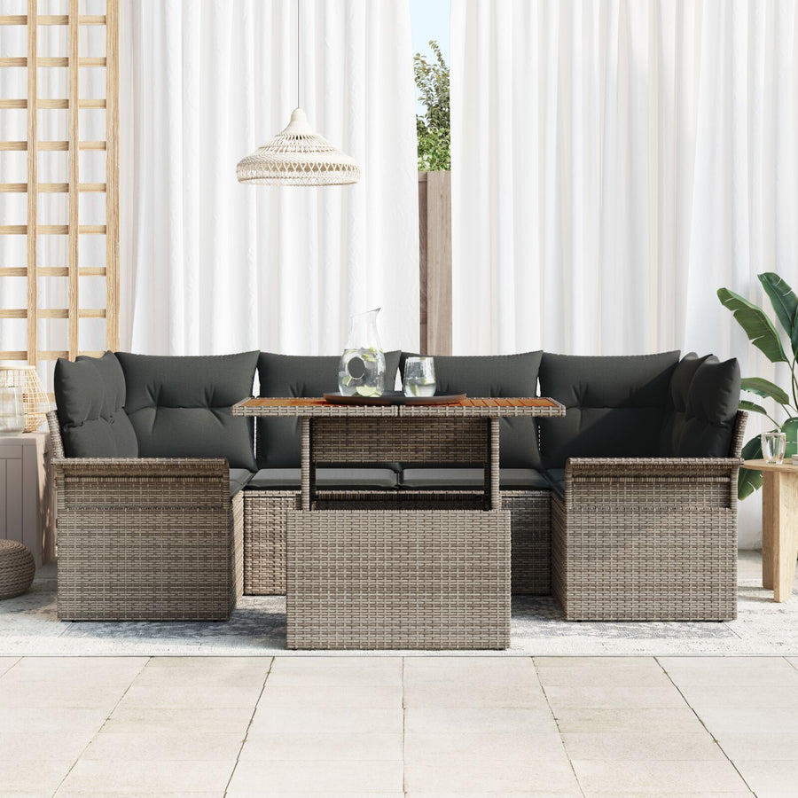 Tuin Sofa Set Set Van 7 Grijs Rattan Tuin Sofa Set Rechthoekig
