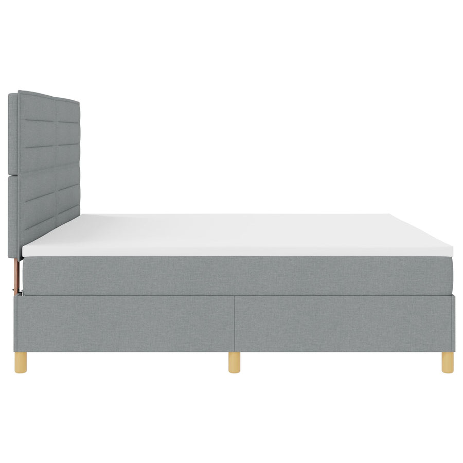 Boxspring Bed Met Matras Lichtgrijs 200X200 Cm Stof Blauw
