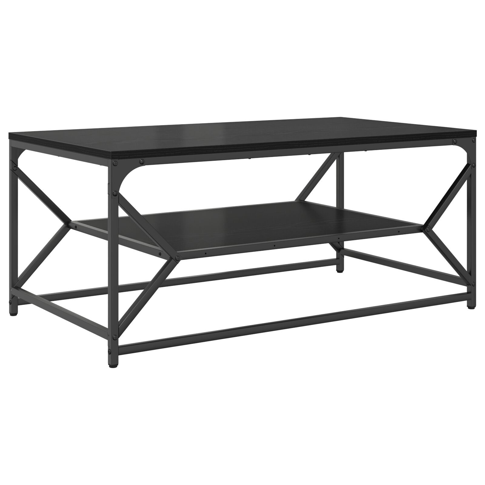 Salontafel Met Plank Geengineerd Hout Zwart eiken 90 x 50 x 40 cm