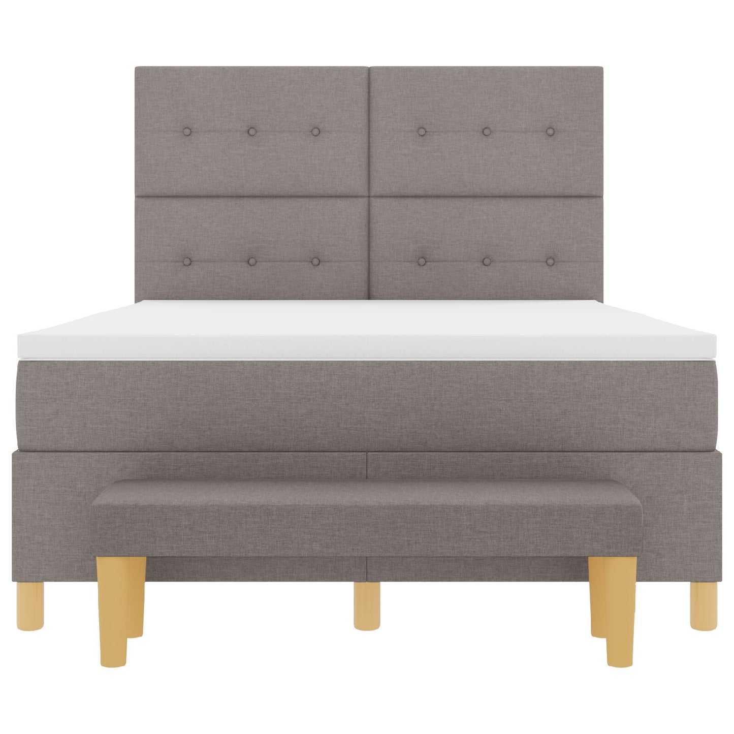 Boxspringbed Met Matras En Bank Stof Taupe 160 x 200 cm Knopgeplooid