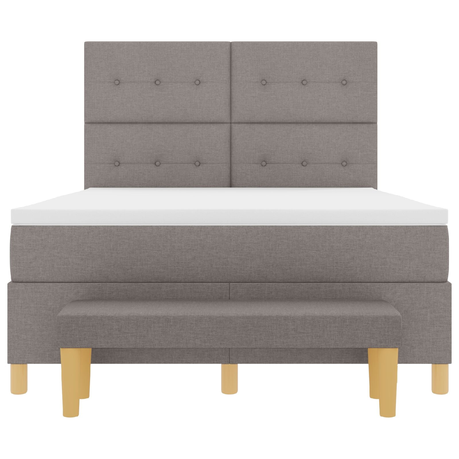 Boxspringbed Met Matras En Bank Stof Taupe 160 x 200 cm Knopgeplooid