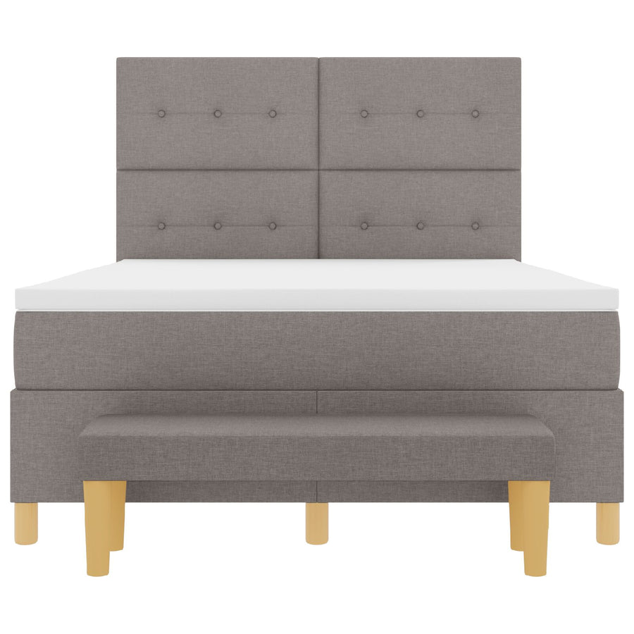 Boxspringbed Met Matras En Bank Stof Taupe 160 x 200 cm Knopgeplooid