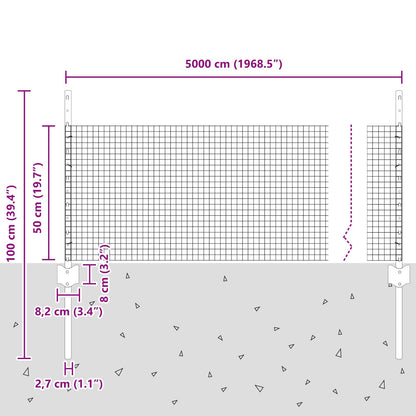 Gelast Draadhek Met 22 U Palen Zilver 0.5X50 M Staal