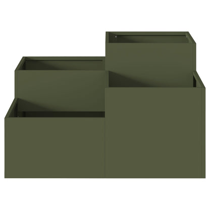 Tuin Plantenbak Olijf Groen Staal Olijfgroen 80 x 80 x 48 cm