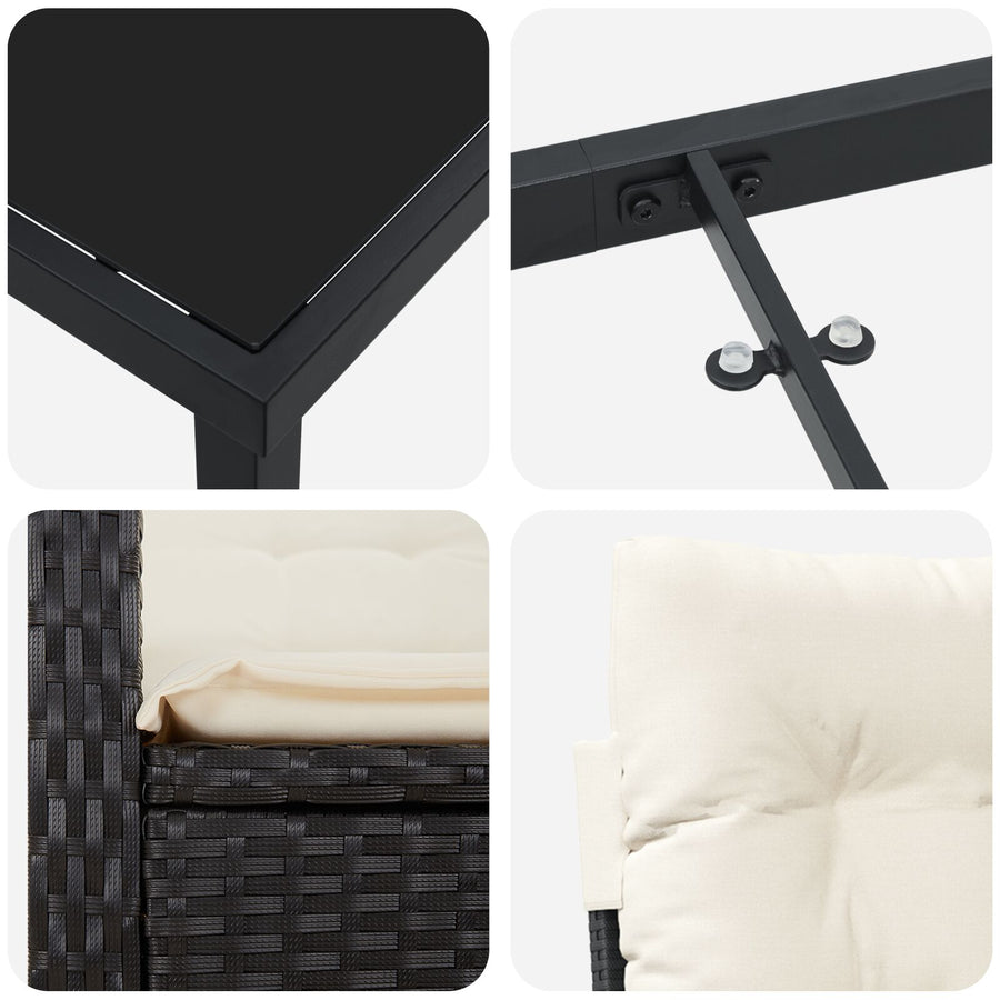 5-Delige Tuinset Met Kussens Zwart Poly Rattan