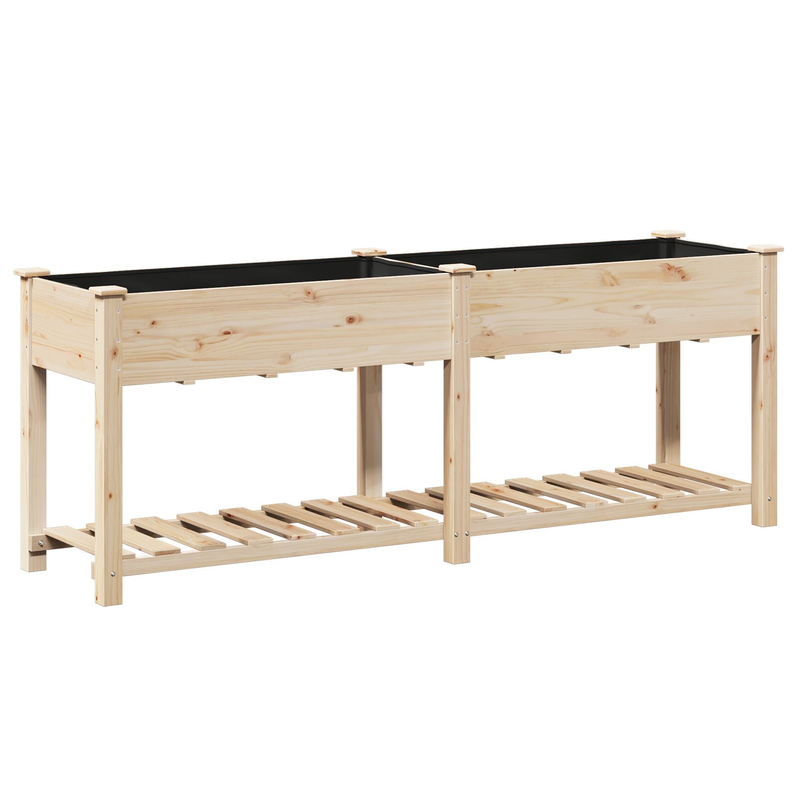 Tuinplanter Met Plank 203X53X76 Cm Massief Hout Vuren 203,5 x 53 x 76,5 cm