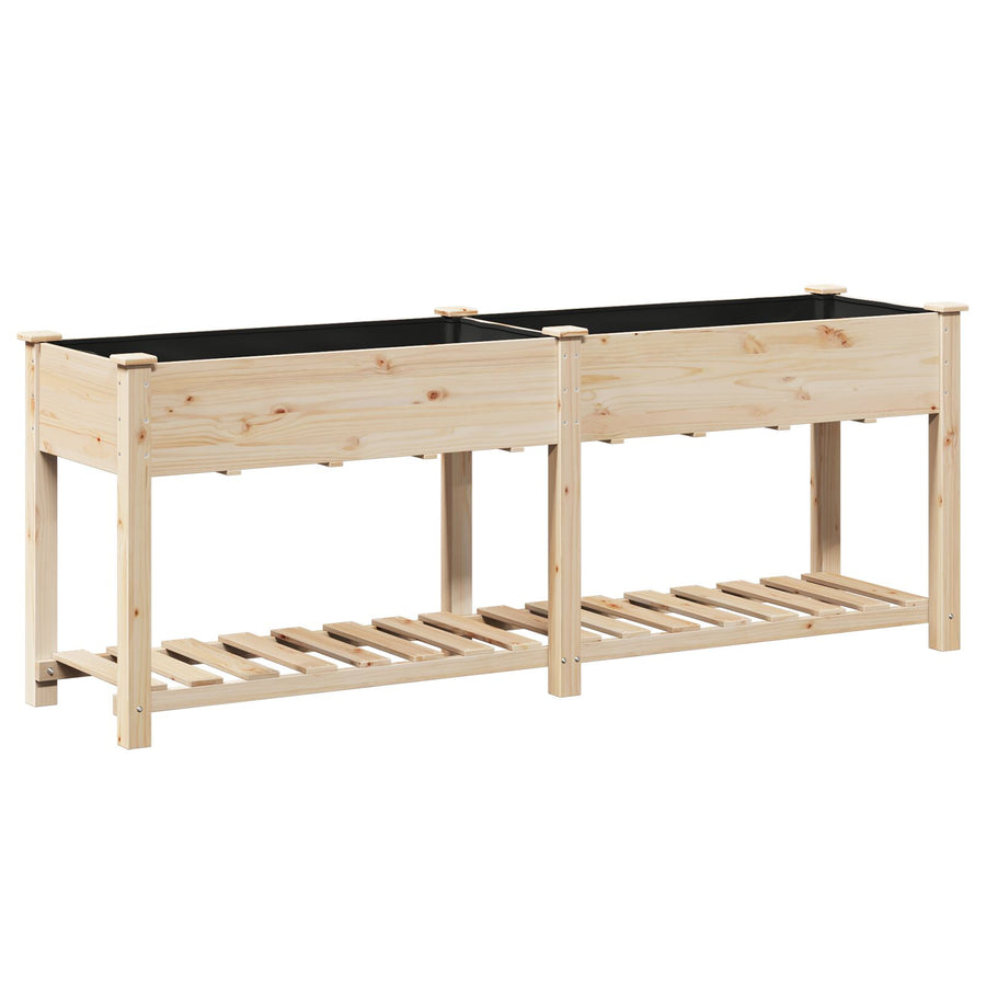 Tuinplanter Met Plank 203X53X76 Cm Massief Hout Vuren 203,5 x 53 x 76,5 cm