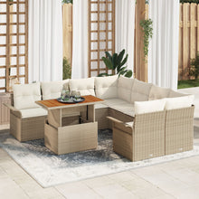 9 Delige Tuin Sofa Set Met Kussens Beige Poly Rattan Acacia