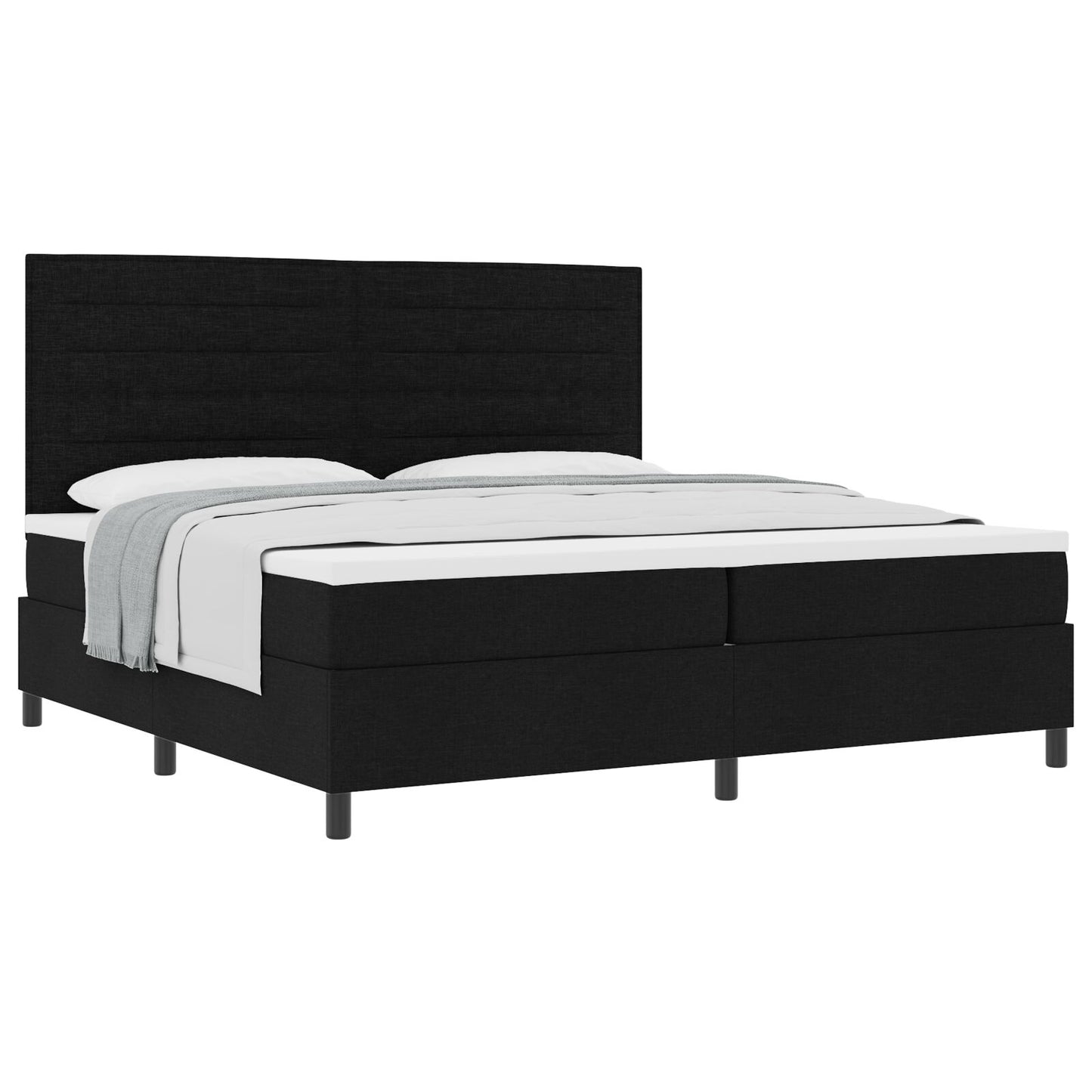 Boxspringbed Met Matras Stof Zwart 200 x 200 cm Lijnen ontwerp
