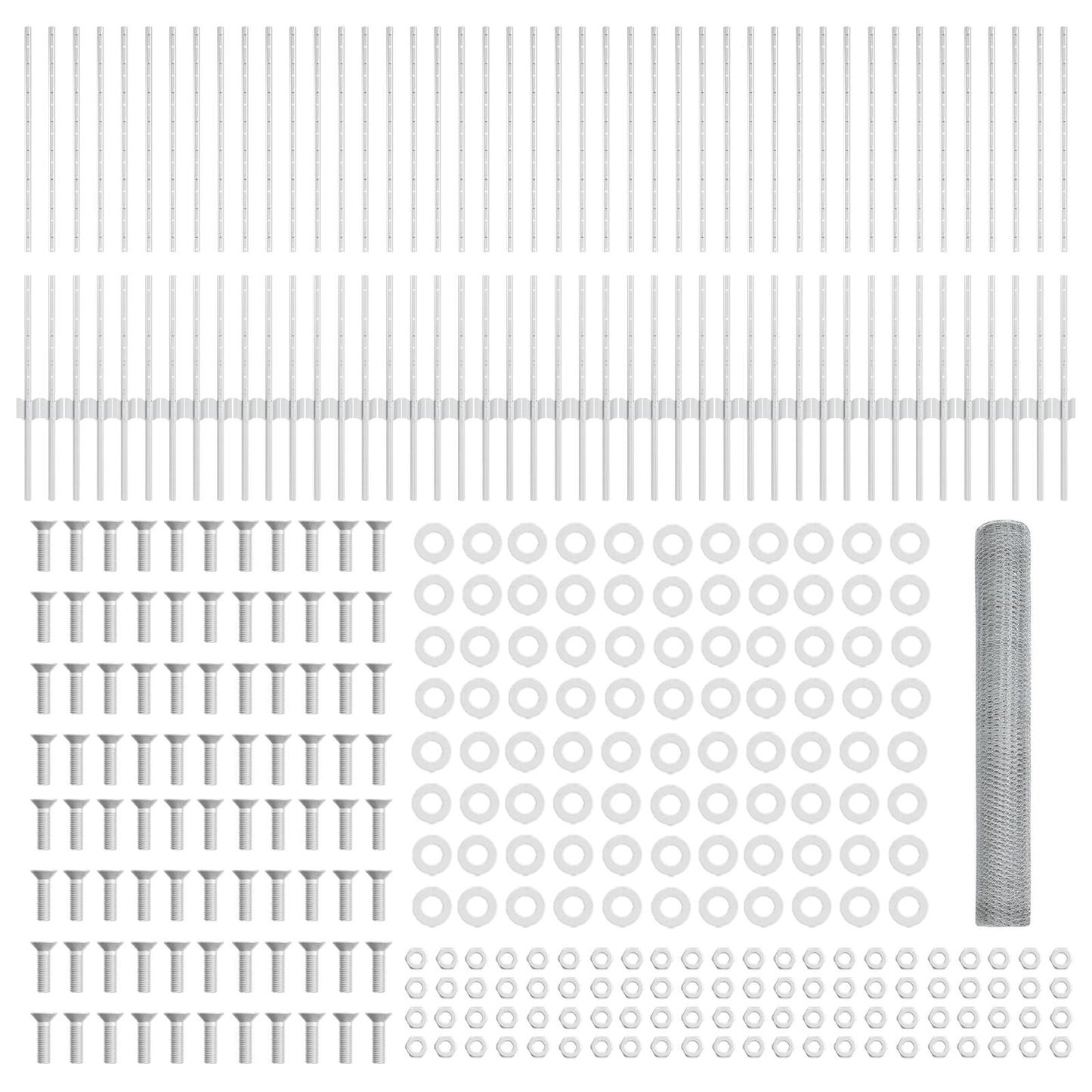 Hekpalen 22 Stuks U-Kanaal 100 Cm Gegalvaniseerd Staal,  Hexagon Hek 1X100 M Gegalvaniseerd Staal
