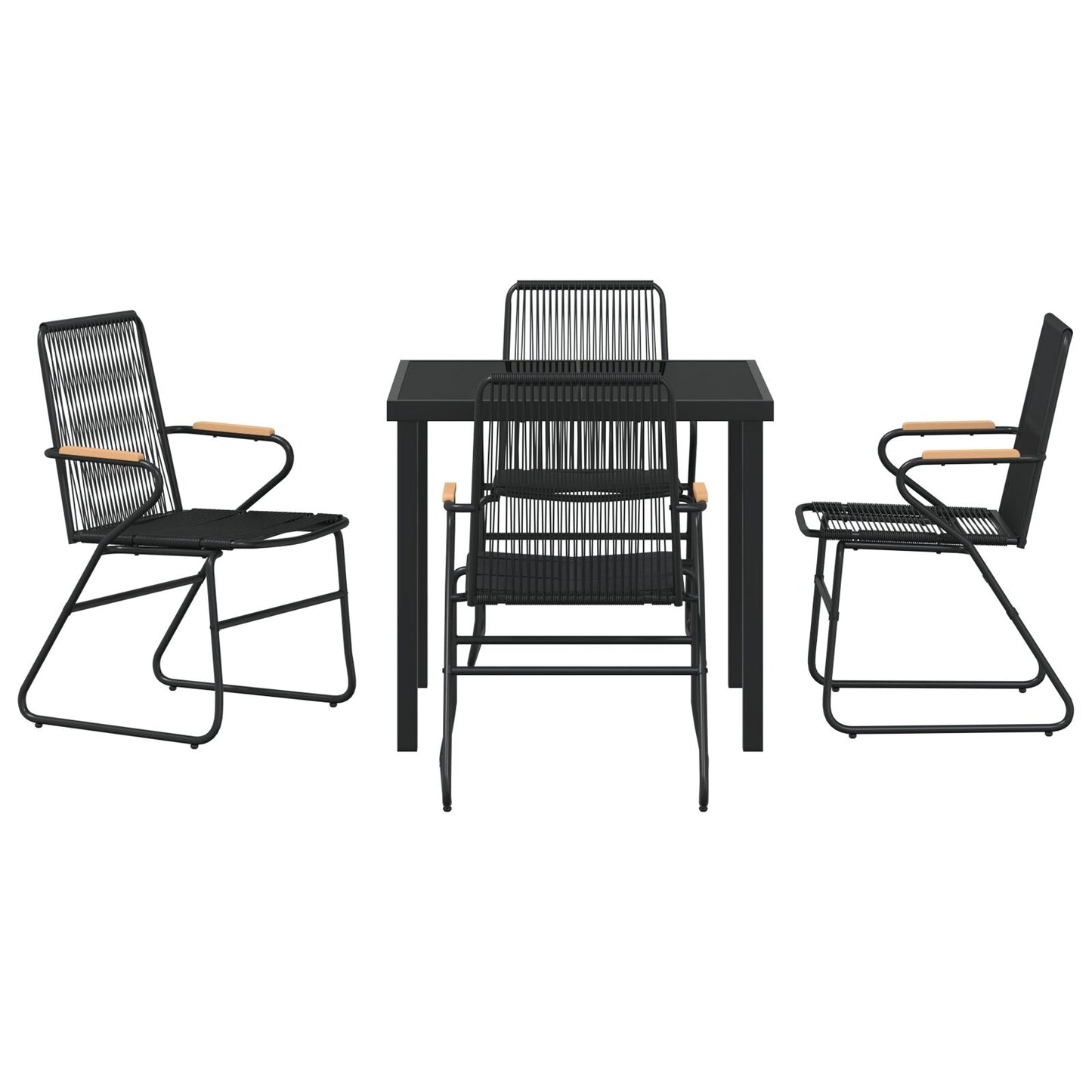 5-Delige Tuin Eetset Zwart Pvc Rotan