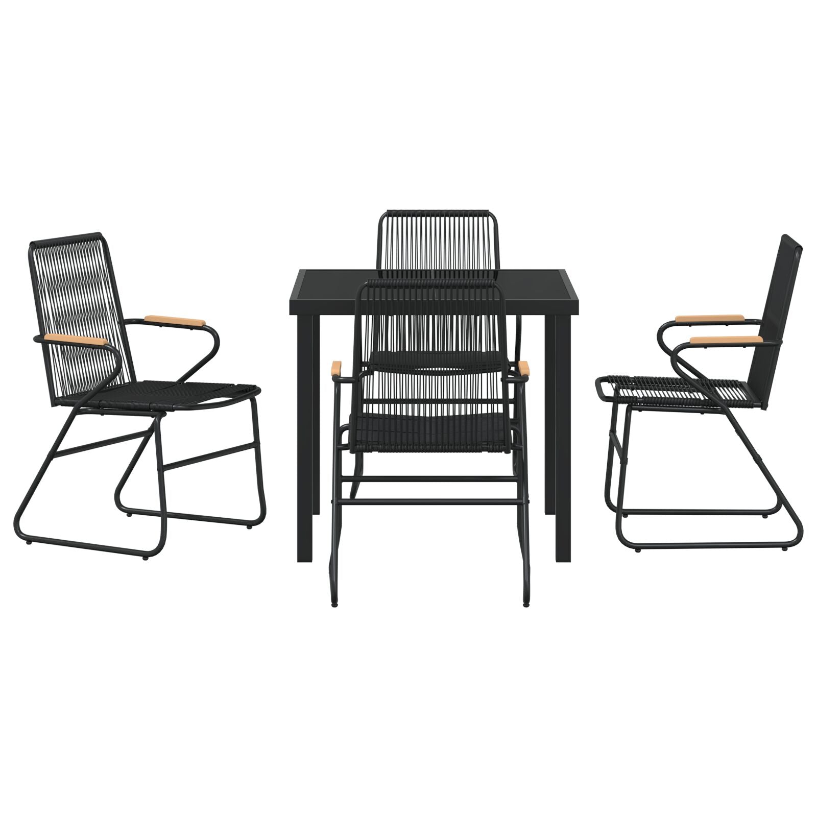 5-Delige Tuin Eetset Zwart Pvc Rotan