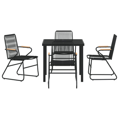 5-Delige Tuin Eetset Zwart Pvc Rotan