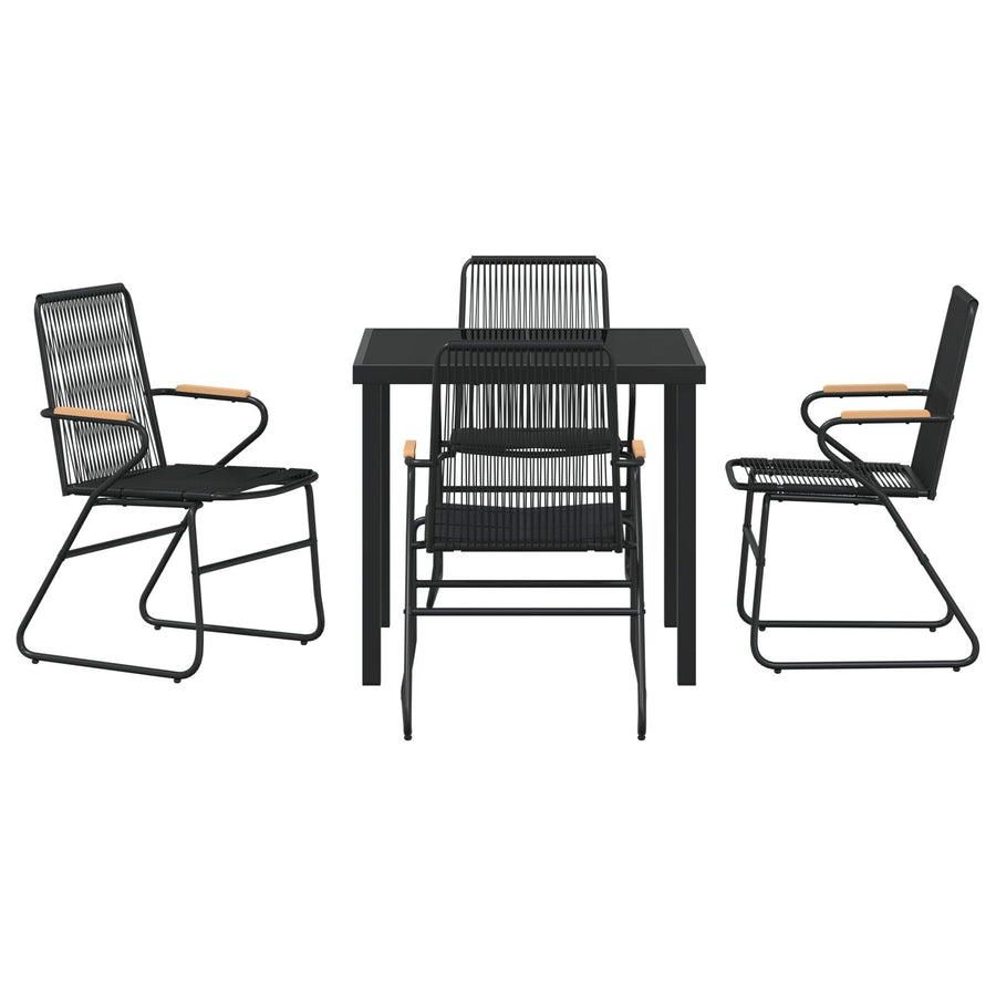 5-Delige Tuin Eetset Zwart Pvc Rotan