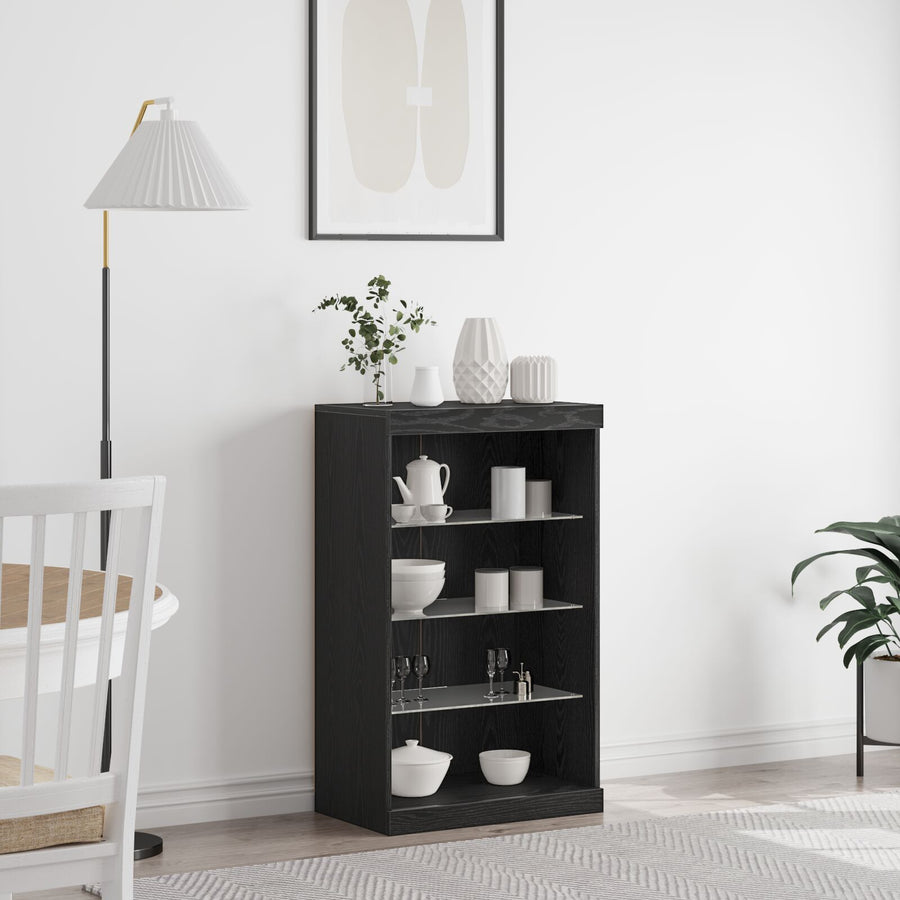 Dressoir Met Led-Verlichting Zwart Eiken 60,5X37X100 Cm