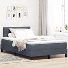 Velvet Dark Grey Box Spring Bed with Mattress 120 x 200 cm