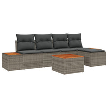 6-Delige Tuinsofa Set Met Kussens Grijs Poly Rattan Acacia