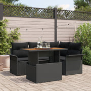Tuinset 5-delig poly rattan acaciahout zwart