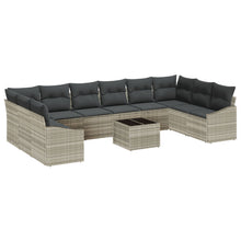 Tuinsofa Set 11-Delig Grijs Poly Rattan Buitensofa Rechthoekig