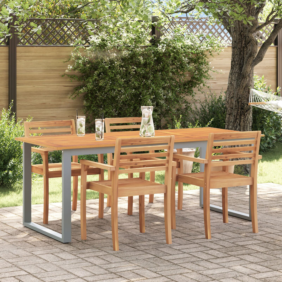 Tuin Eettafel Staal & Massief Acaciahout 160 x 80 x 75 cm Overhangend ontwerp
