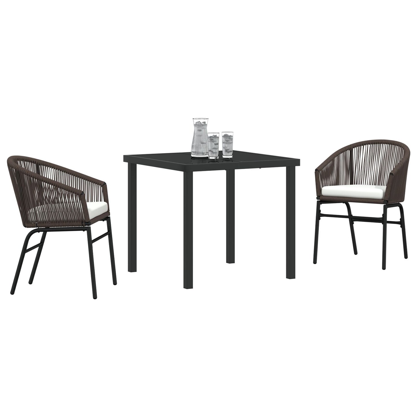 3-Delige Tuin Eetset Bruin Poly Rattan